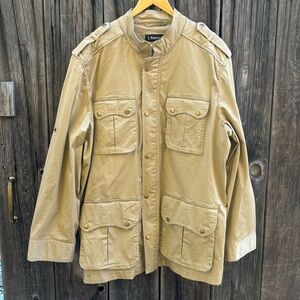 J. Peterman English Barn Coat Light Beige w/multiple pockets zip & button front